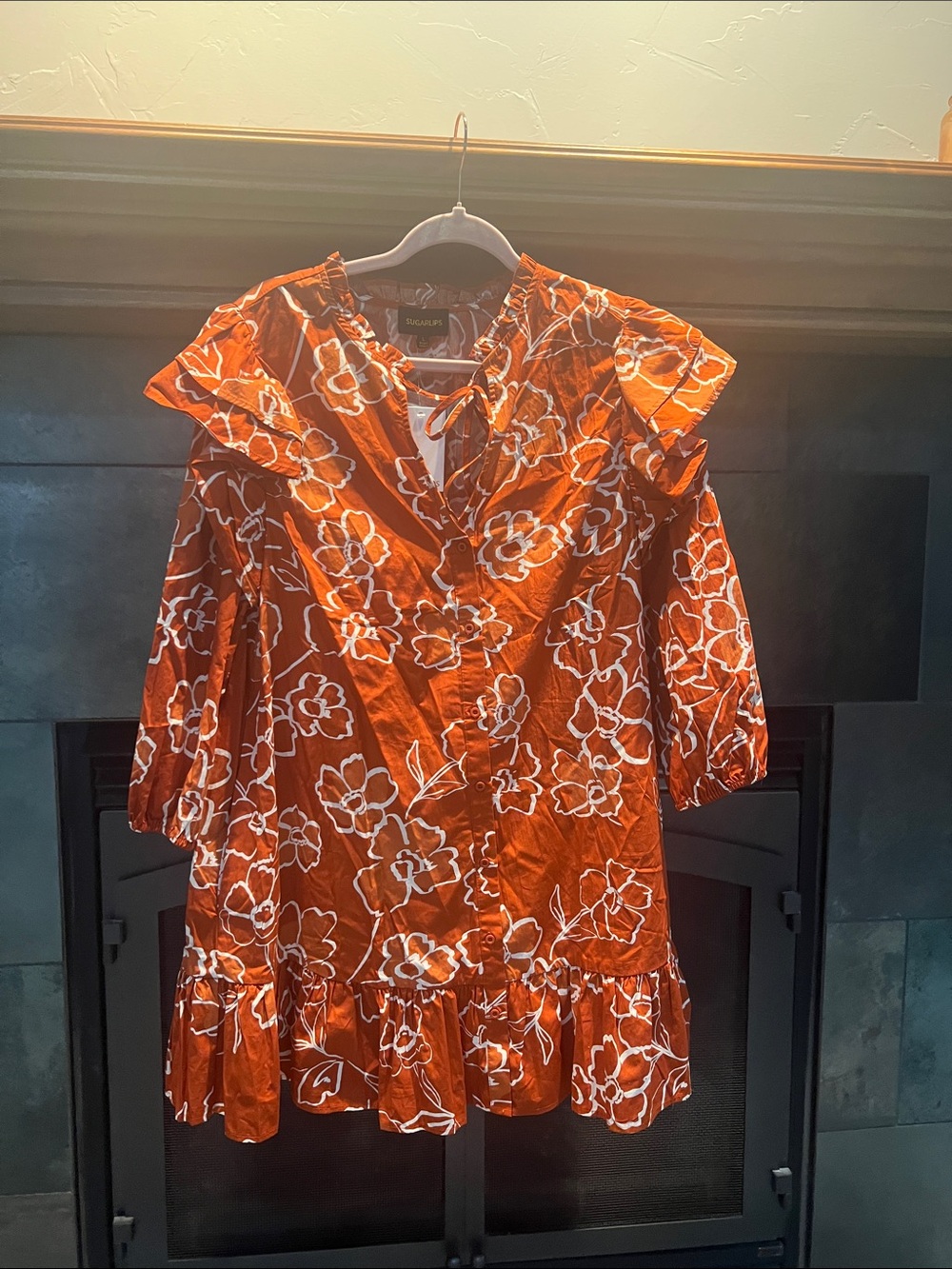 NWT Sugar Lips burnt orange a-line dress.